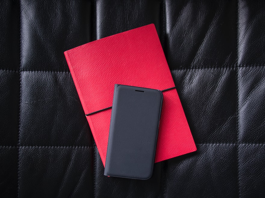 gray leather phone case